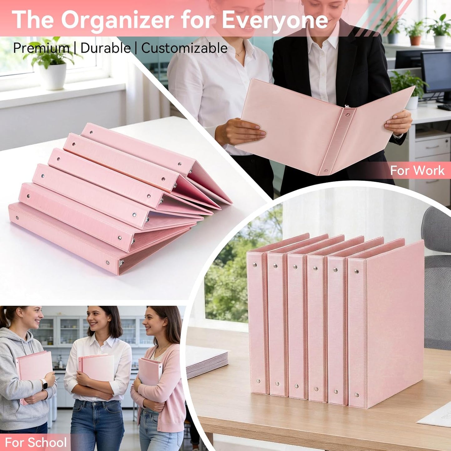 SUIN 1 Inch 3 Ring Binder, Clear 1'' View Presentation Binders with 2 Pockets, Fits 8.5 x 11 Letter Size, Durable Polypropylene, Non-Stick & PVC-Free for School, Office & Home (Orange)