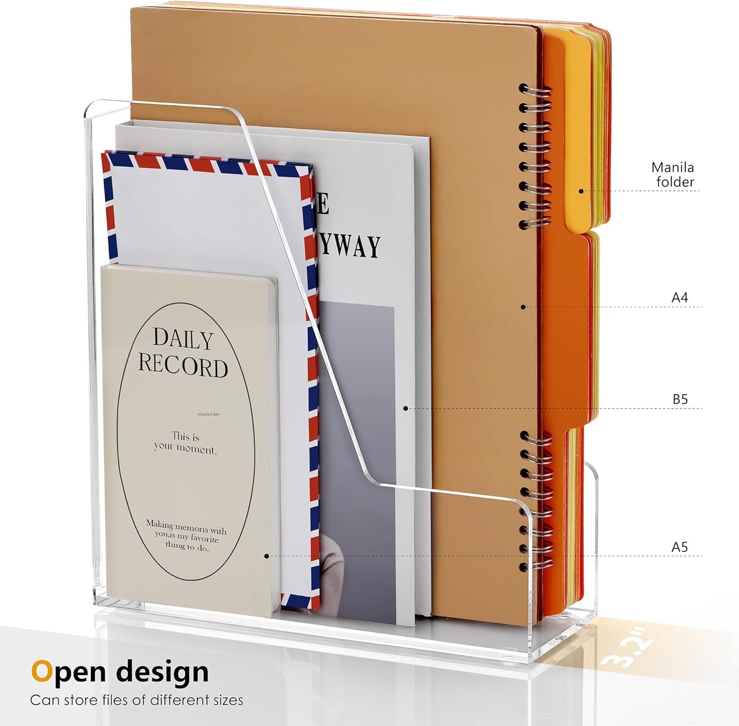 SANRUI 2-Pack Acrylic Magazine File Holder Desk Organizer Magazine Rack, Clear, Vertical File Sorter Holders, 9.45" D x 3.54" W x 10.24" H