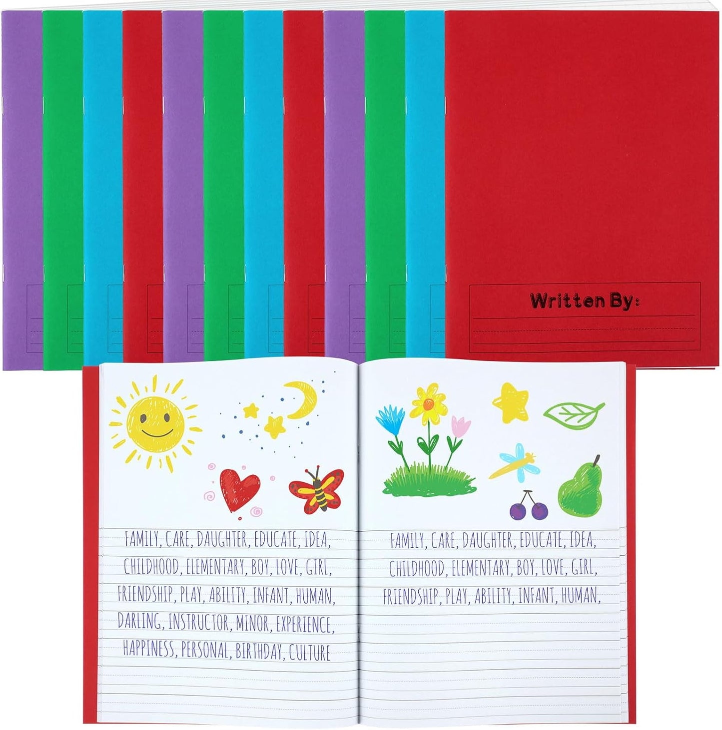 Henoyso 12 Pcs Primary Composition Notebook K-2 Primary Journal, Notebook for Kids Supplies, Bulk Blank Writing Book for Kid to Write Draw Journal 60 Page (9.8″ X 7.5″,Light Color)