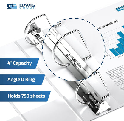 Easyview Premium 3-Ring Binders with Clear-View Covers and D Rings, Binders for School or Office, 5 Inch, Pack of 4, White