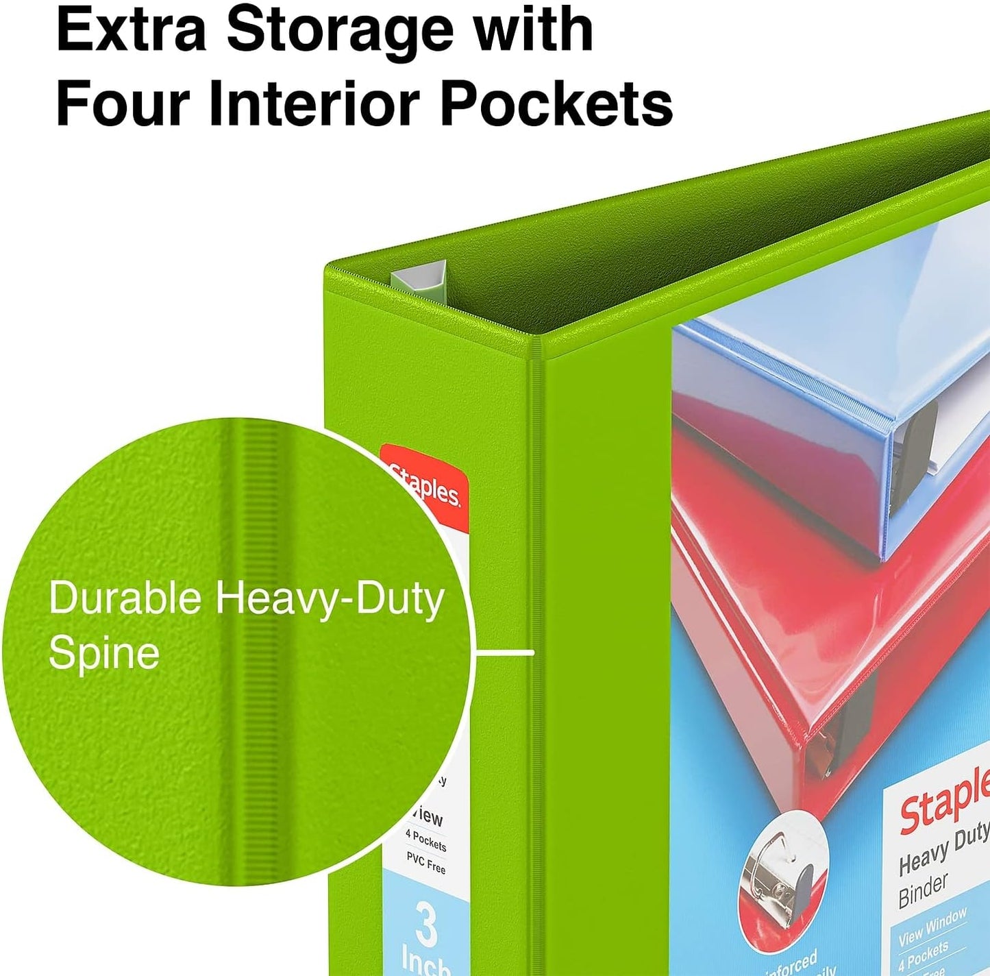 Staples Heavy-Duty 2-Inch D-Ring View Binder, Reinforced Spine, Holds Up to 450 Sheets, Gray, for Office & School