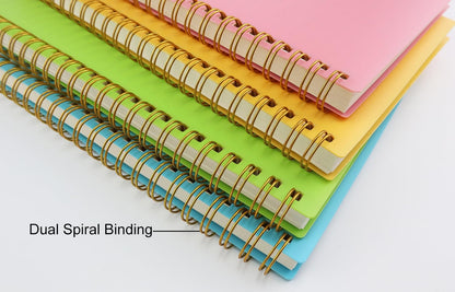 Spiral Notebook Journal,5.5" x 8.5" Plastic Hardcover College Ruled Notebook with 4 Colors,80 Sheets / 160 Pages Per Journal for Work,Study and Notes (light green,light blue,yellow,pink).