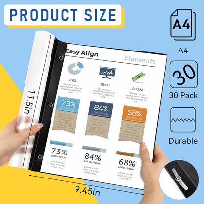8 Pack Report Covers, COIDEA Report Covers with 3-Prong Fasteners, Presentation Folders for A4 and Letter Size Paper, Clear Front Report Covers Binder Bulk for School Business, 100 Sheet Capacity