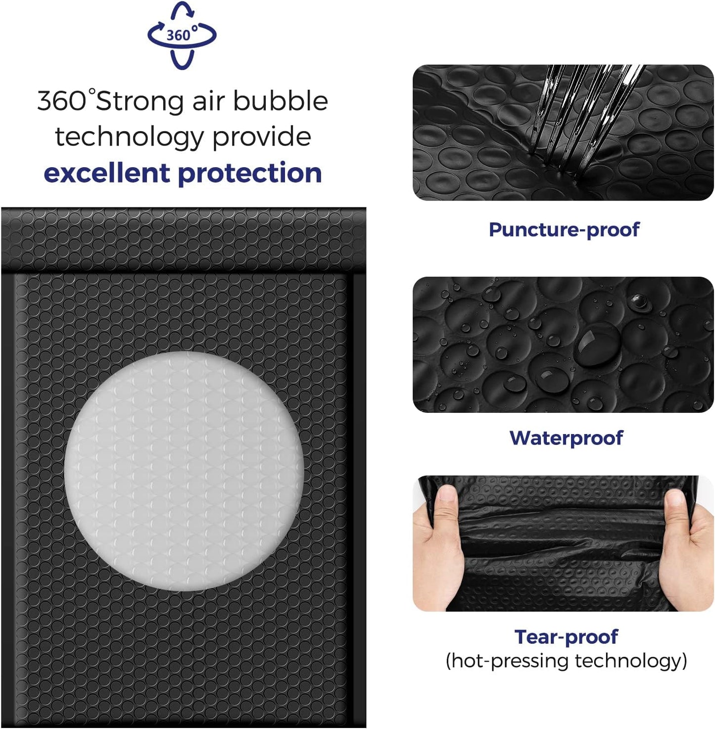 Fuxury Bubble Mailers 10.5x16 Inch 40 Pack Self Seal Padded Envelopes Waterproof Mailing Envelopes Bubble Padded Cushioning Padded Mailers Bubble Bags for Packaging Small Business Large #5 Black