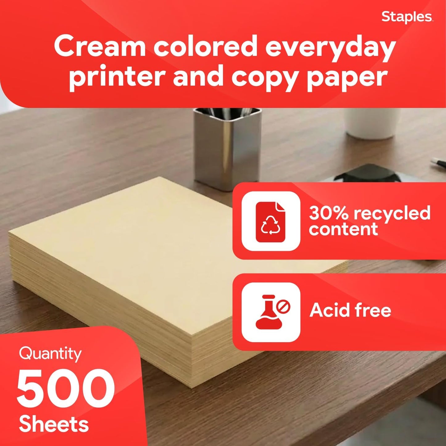 Staples Pastel Colored Copy Paper 8 1/2-Inch x 11-Inch Pink 500/Ream, For Office, School & Home