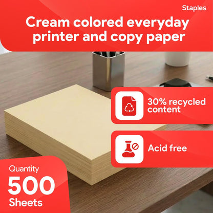 Staples Pastel Colored Copy Paper 8 1/2-Inch x 11-Inch Pink 500/Ream, For Office, School & Home
