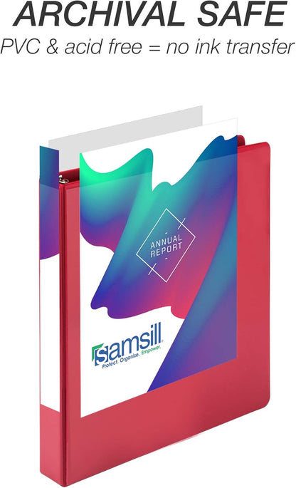 Samsill Durable 4 inch 3 Ring Binder, D Ring Binder, 100% Recycled Chipboard, Black, 2 Pack