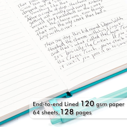 feela College Ruled Notebooks, 24 Pack Business Notebook Hardcover Lined Writing Journal with Pen Holder for Men Women Note Taking, with 24 Black Pens, 120 GSM, 5.1”x8.3”, A5, White