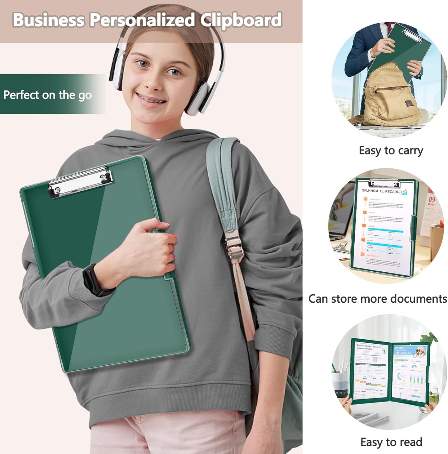 SFLHHDM Clipboard with Storage,Heavy Duty Clip Boards 8.5x11 with 2 Storage Case,Clear Visible Panel Storage Clipboards,Side Opening Nursing Clipboard Folder for Office Supplies-Light Purple