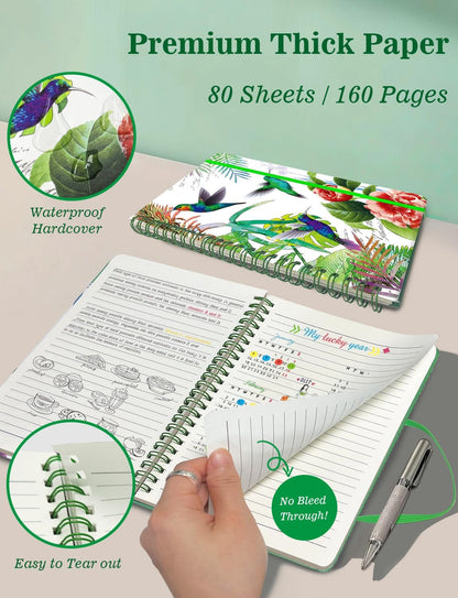 Melurika A5 Hardcover Spiral Notebook, 4 Pack 5.7x8.5 Inches Lined Journal 160 Pages College Ruled Spiral Bound Notebooks Gifts for Writing Note Taking Study Work Meeting and Travel