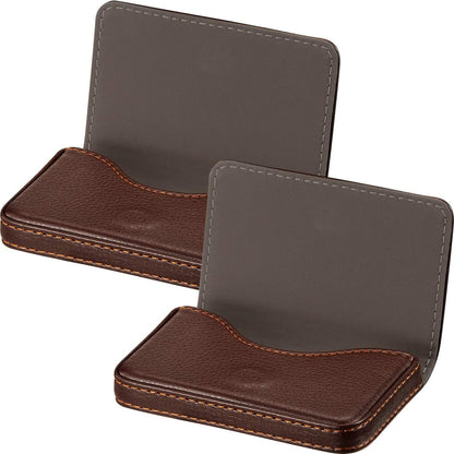 Outus 2 Pcs Business Card Holder, PU Leather Business Card Case Pocket Wallet with Magnetic Shut for Valentines Gift Adult(Black and Coffee)