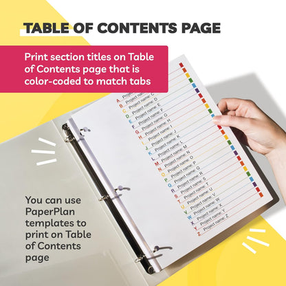 Alphabet Binder Dividers for 3 Ring Binder - (3 Sets of 26), 8.5 x 11 Letter Size, A-Z Dividers - Easy Organization and Maximum Coverage