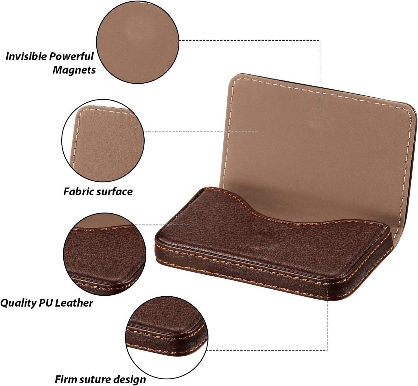 Outus 2 Pcs Business Card Holder, PU Leather Business Card Case Pocket Wallet with Magnetic Shut for Valentines Gift Adult(Black and Coffee)