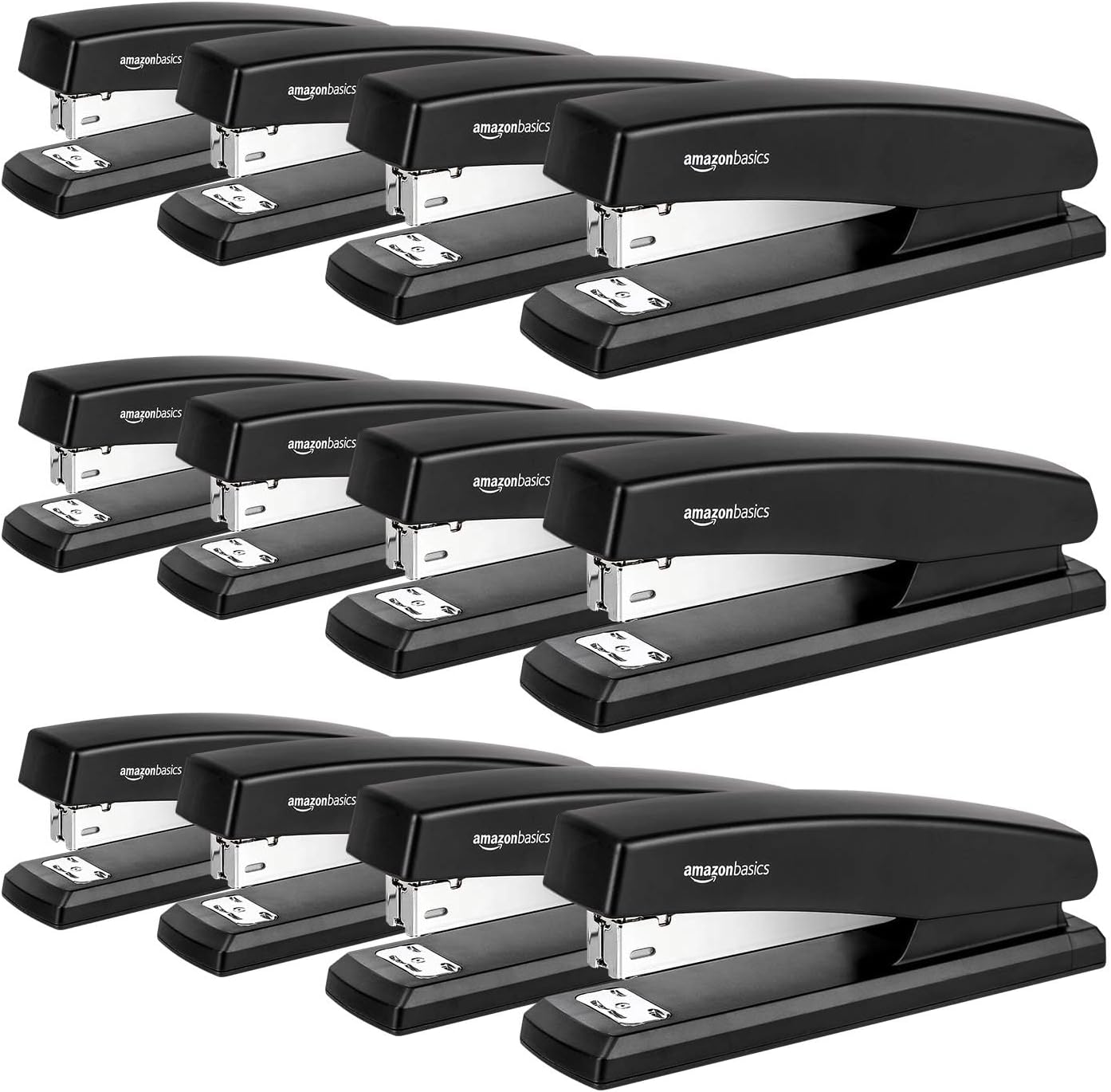 Amazon Basics Office Stapler with 1000 Staples, 25 Sheet Capacity, Non-Slip, Black, Home Office