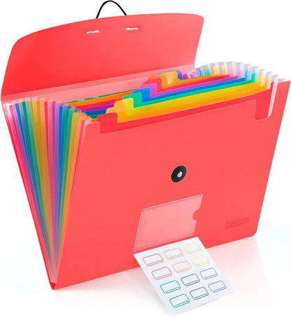 13 Pocket Expanding File Folder Accordian File Organizer, A4 Letter Size Paper Document Receipt Holder for School Office Supplies, Black
