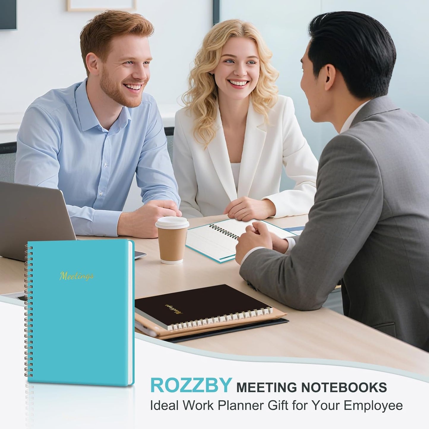Meeting Notebook for Work Organization, Work Planner Notebook with Action Items, Project Agenda Planner for Note Taking, 160 Pages (6.9" X 9.9"), Perfect Office School Business Supplies for Women & Men(Blue)