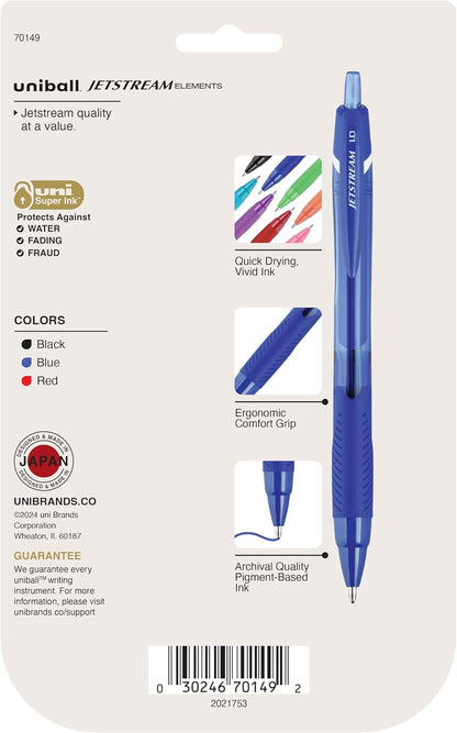 uniball Jetstream 101 Ballpoint Pens, Medium Point (1.0mm), Blue, 12 Pack