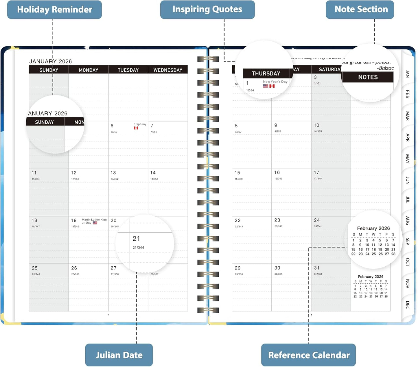 Planner 2026-2027, Weekly and Monthly Academic Year Calendar Planner, July 2026 - June 2027, Daily Agenda Book for Office School Supplies, A5(6.3'' x 8.5'')