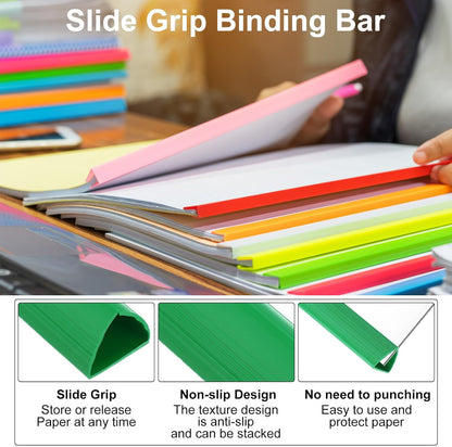PATIKIL 20Pcs Binding Bars, 25mm Binding Bars Slide Grip 220 Sheets Capacity A4 Size Report Binder Presentation Binder for Report Cover Resume, White