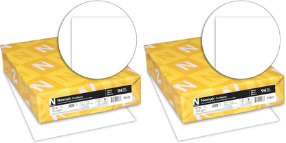 Neenah Index Cardstock, 8.5" x 11", 90 lb./163 gsm, White, 300 Sheets, Lightweight, 94 Brightness - EXTRA SHEETS, MORE VALUE! (91437)