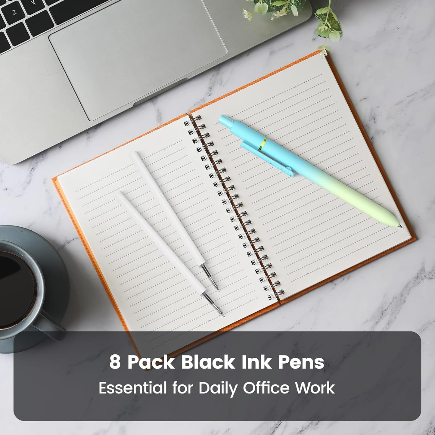 8Pcs Black Gel Pens - 0.7mm Medium Point Black Ink Pens | Smooth Writing - Quick Drying Retractable Pen for Men Women (Morandi - 8Pcs)