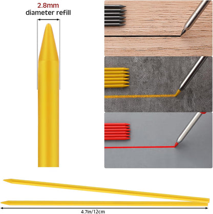 Zhehao 120 Pieces 2.8 mm Carpenter Pencils Lead Refills HB Refill for Construction Pencils Refills Mechanical for Writing Drawing Drafting Woodworking Construction(Black)