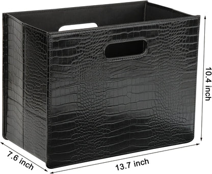HofferRuffer Magazine Basket Holder, Foldable Magazine Rack, Document File Holder Organizer, File Folder, Newspaper Storage Bin Organizer for Home or Office (Brown)