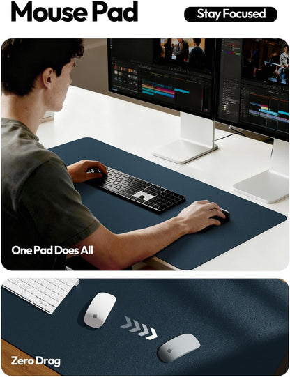 YSAGi Leather Office Desk Pad Protector, Large Mouse Pad, Non-Slip, PU Leather, Laptop Desk Blotter, Waterproof Writing Pad for Office and Home, Black, 23.6" x 13.8" - Colors B