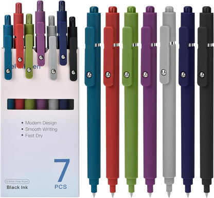 Donse 7 Pcs Gel Pens: 0.5mm Quick Dry Black Ink Fine Point Smooth Writing Pens High-End Series Ballpoint for Journaling Note Taking School Office Supplies Gifts for Women Men Nurse Teacher Students