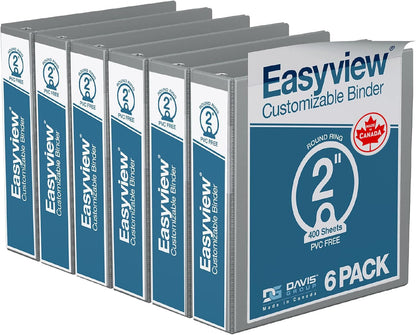 Easyview Premium 3-Ring Binders with Clear-View Covers and Round Rings, Binders for School or Office, 1 Inch, Pack of 6, Navy Blue