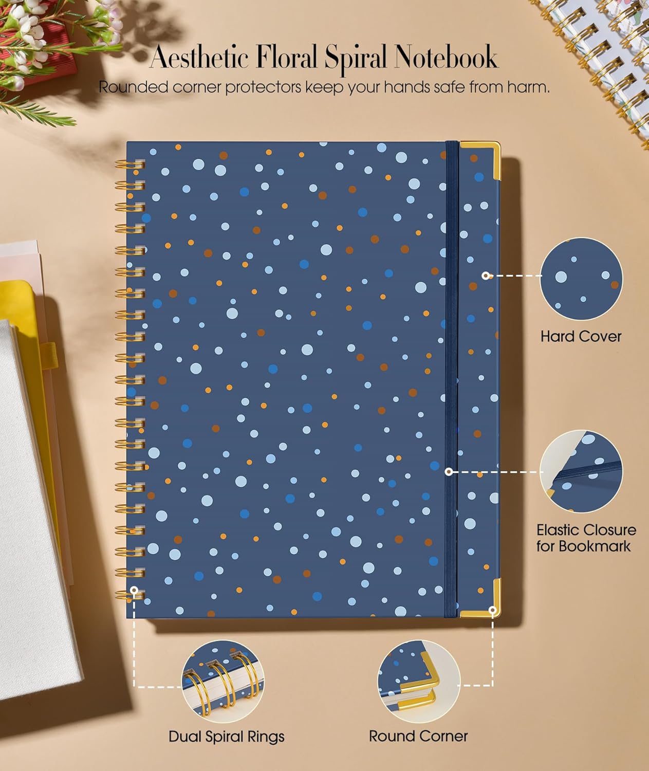 Hardcover Spiral Notebook Journal 8.5” x 11”, A4 Large Leather Notebooks for Women Men, Lined College Ruled Notebook, 50 Sheets/100 Pages, Spiral Bound Journals for Work School Note Taking, Green