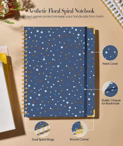 Hardcover Spiral Notebook Journal 8.5” x 11”, A4 Large Leather Notebooks for Women Men, Lined College Ruled Notebook, 50 Sheets/100 Pages, Spiral Bound Journals for Work School Note Taking, Green