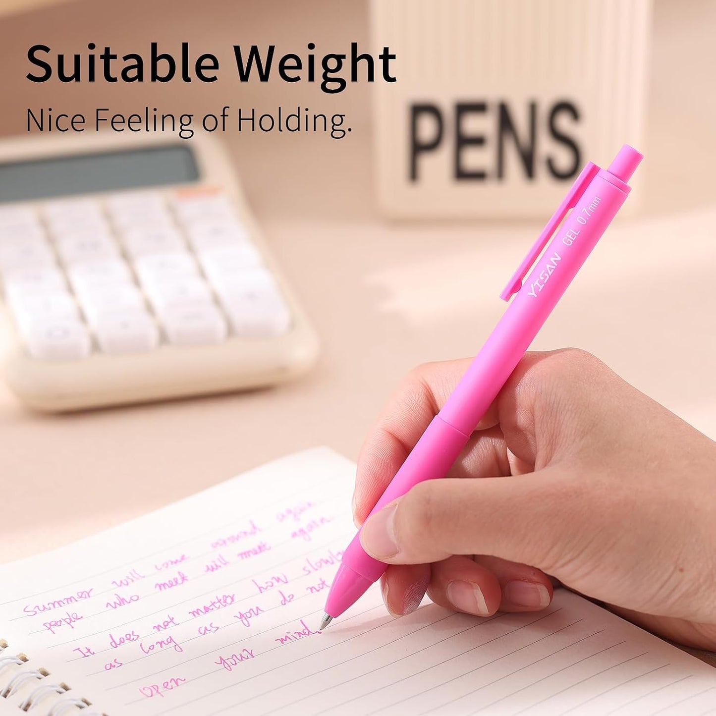 YISAN Colored Gel Pens,12 Pcs 0.7mm Fine Point Retractable Pens with Quick-Dry Ink - Smooth Writing for Journaling,Note Taking,Roller Ball Point,71082