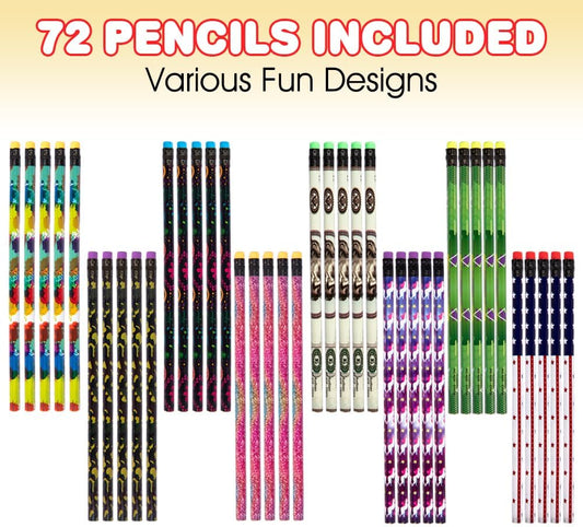 ArtCreativity Wooden Pencils for Kids With Eraser - 80 Count Assorted Number 2 Pencils, Fun Designs School Supplies - Bulk for Classroom - Great Party Favors