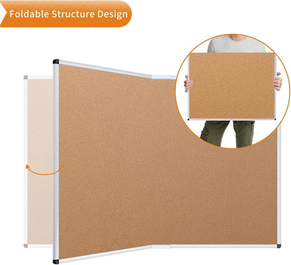 VIZ-PRO Cork Notice Board Bulletin Board, 96 X 48 Inches, Pack of 2, Silver Aluminium Frame