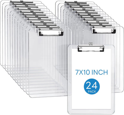 Plastic Small Clipboard, Size 7 x 10, A5 Mini Clear Clip Board for Classroom, Students, Teacher, Nurse, with Low Profile Clip, Office & School Supplies