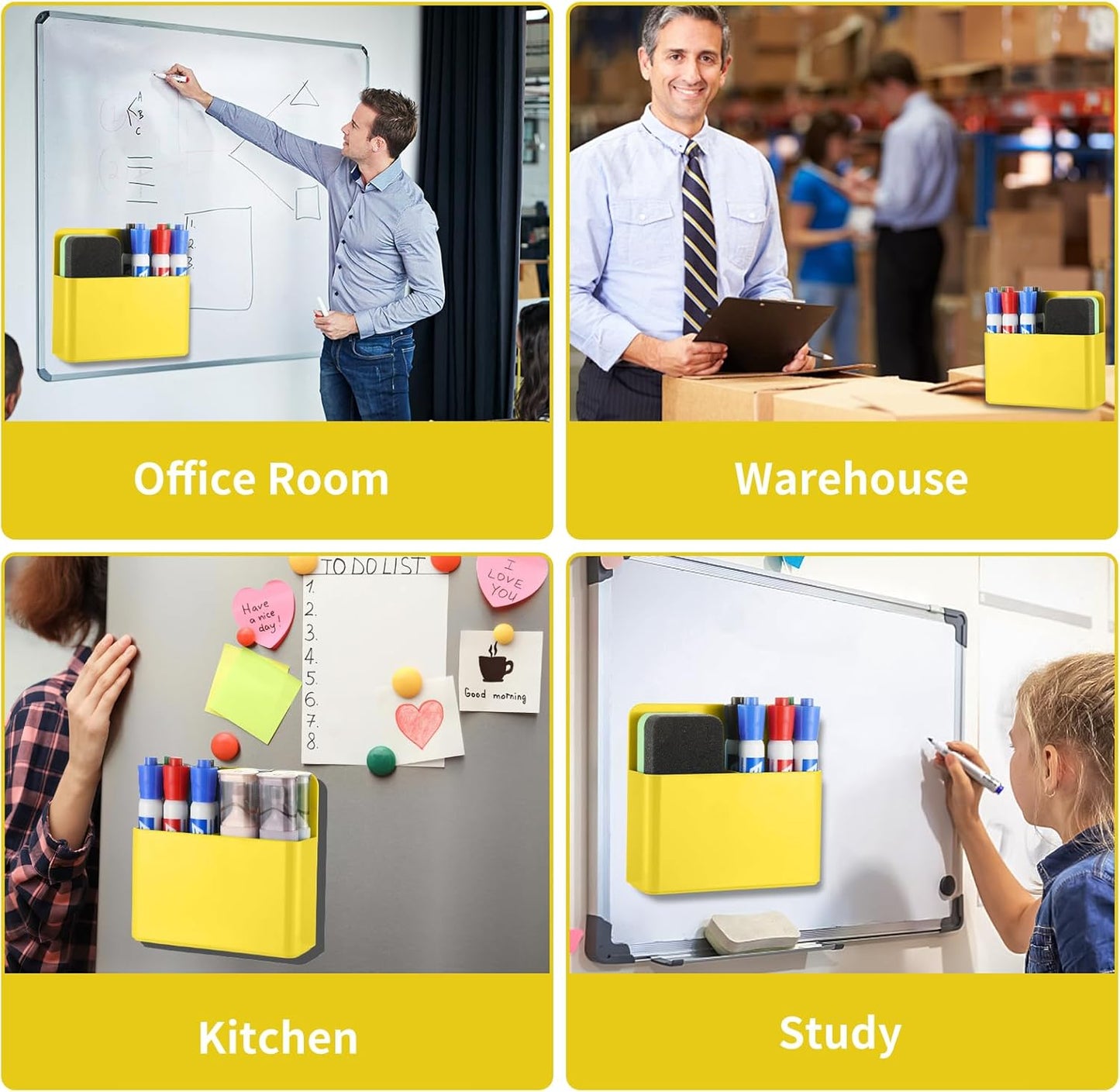 Camelmother 2Magnetic Marker Holder For Whiteboard Dry Erase Marker Holder For Office Refrigerator Fridge Classroom Must (black)