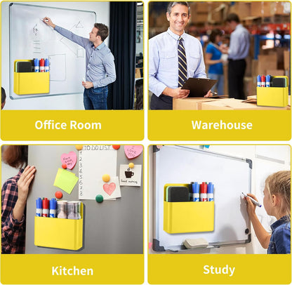 Camelmother 2Magnetic Marker Holder For Whiteboard Dry Erase Marker Holder For Office Refrigerator Fridge Classroom Must (black)