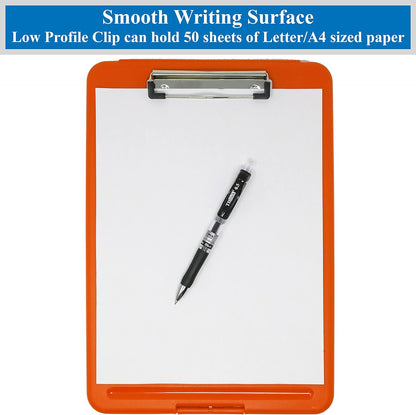 Think2Master Black Plastic Storage Clipboard. | 25% Heavier & 25% Sturdier| Heavy Duty and Won’t Flex or Bend Like Other Brands (Compare The Weight). Storage Compartment Holds 150 Letter Sized Paper.