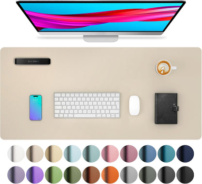 Aothia Leather Desk Pad Protector, Mouse Pad, Office Desk Mat, Non-Slip PU Leather Desk Blotter, Laptop Desk Pad, Waterproof Desk Writing Pad for Office and Home (Black,36" x 17") - Colors B