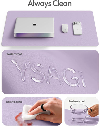YSAGi Leather Desk Pad Protector, Office Desk Mat, Large Mouse Pad, Non-Slip PU Leather Desk Blotter, Waterproof Laptop Desk Writing Pad for Office and Home (23.6" x 13.8", Eggshell) - Colors A