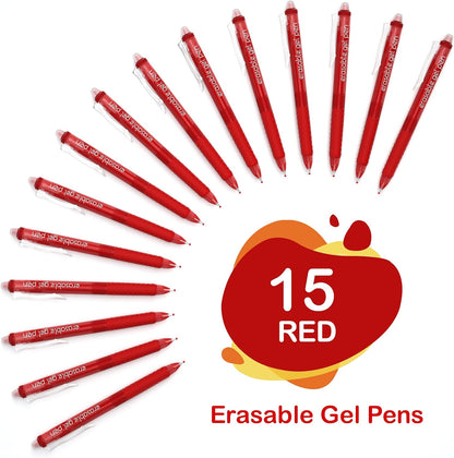 Erasable Gel Pens, 15 Pack Black Retractable Erasable Pens Clicker, Fine Point, Make Mistakes Disappear, Black Inks for Writing Planner and Crossword Puzzles…