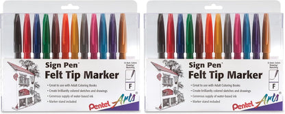 Pentel Sign Pen, Fiber-Tipped, Black Ink (S520-A), Box of 12
