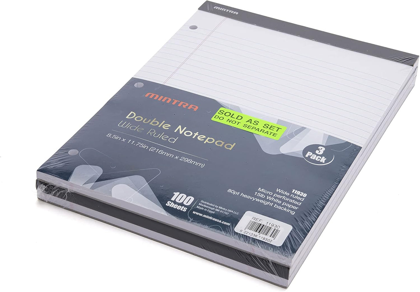 Mintra Office White Legal Pads – Ruled Notepads and Micro-Perforated Sheets, Ideal for Writing, Note-Taking & Creativity, Office, or Professional Use, Basic Pad 6 pack, 8.5"x11" (Narrow Ruled)