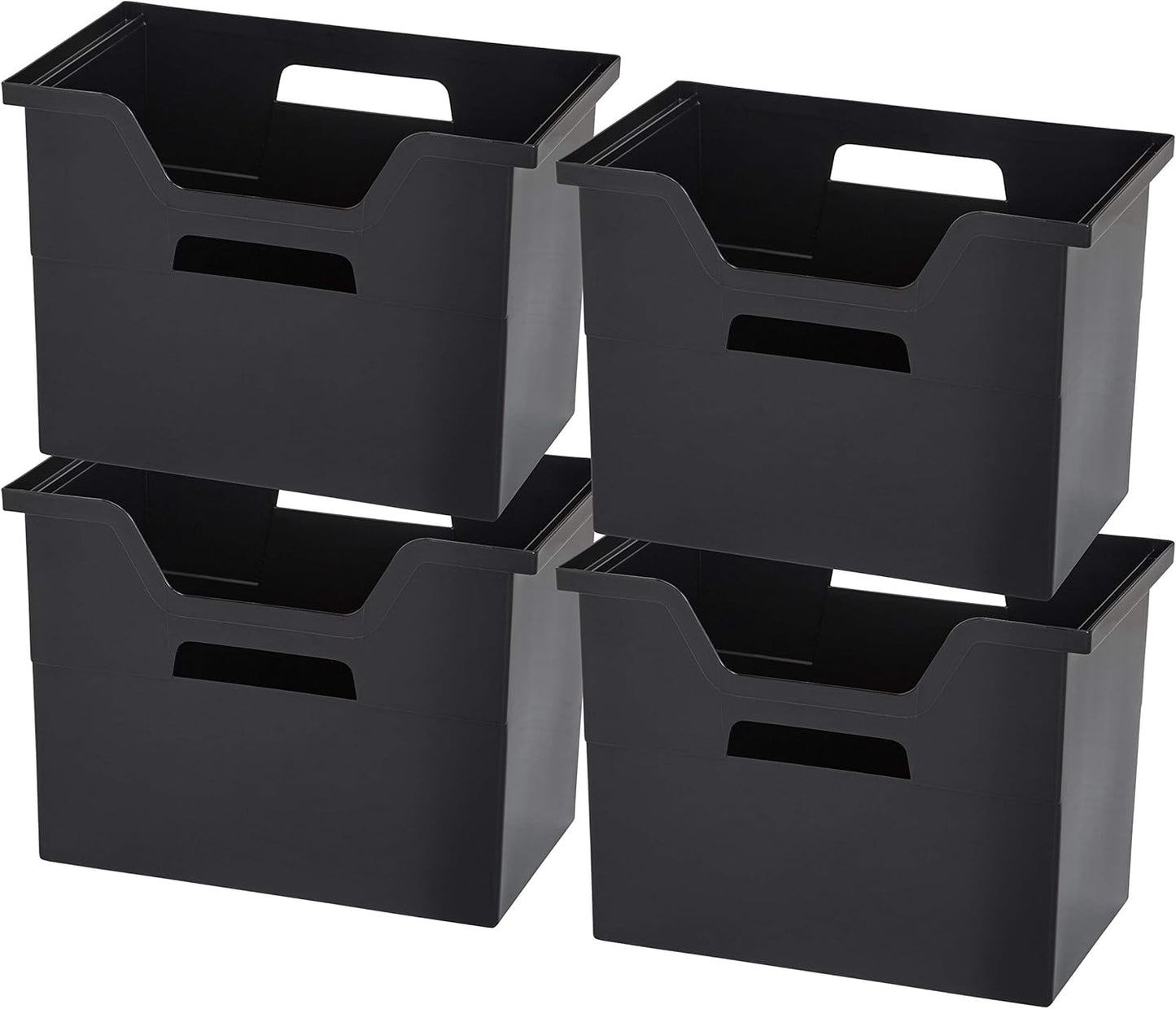 IRIS USA Magazine Holder, Compact File Storage Mini File Organizer for Desk and Home Office, Personal File Organizer for Papers and Magazines, Space-Saving Storage Set 6 Pack, Black
