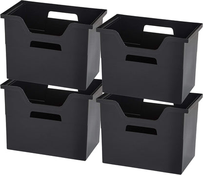 IRIS USA Magazine Holder, Compact File Storage Mini File Organizer for Desk and Home Office, Personal File Organizer for Papers and Magazines, Space-Saving Storage Set 6 Pack, Black