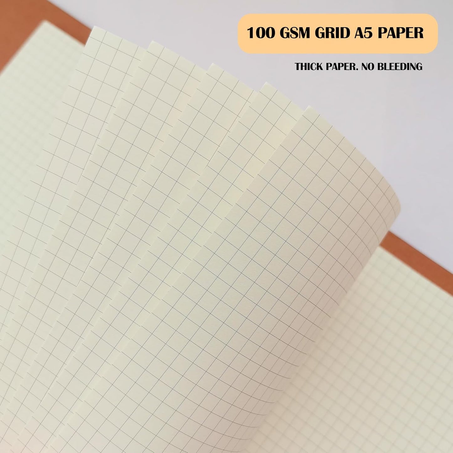A5 Grid Filler Paper, 6-Hole Punched, 100GSM Graph Rule Paper/Quad Rule Filler Paper/Planner Inserts for Planners, Painting, and Bullet Journals,80 Sheets/160 Pages