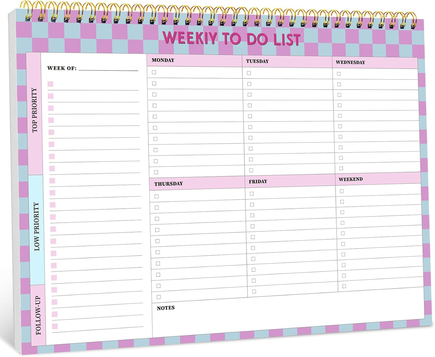 Taja Weekly To Do List Notepad with 52 Undated Sheets（8.5"×11"）- Weekly Desk Planner for Women & Man, Work and Home -1 Pack Violet Dream