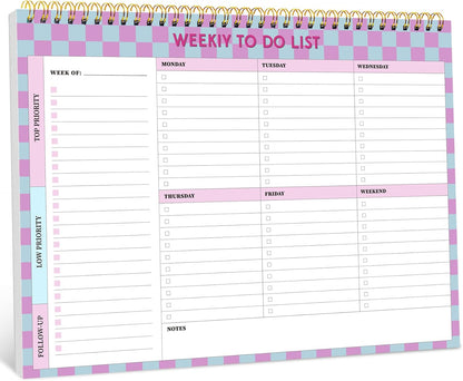 Taja Weekly To Do List Notepad with 52 Undated Sheets（8.5"×11"）- Weekly Desk Planner for Women & Man, Work and Home -1 Pack Violet Dream