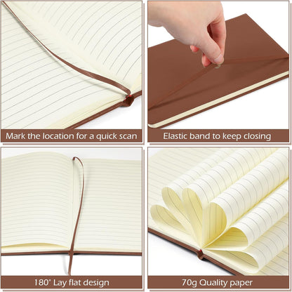 Honoson 20 Pack Lined Journal Notebooks A5 Hardcover Executive Notebook 5.5" x 8.3" PU Leather Wide Ruled Journals Bulk with Elastic Band for Home Business Office School Supplies(Black)